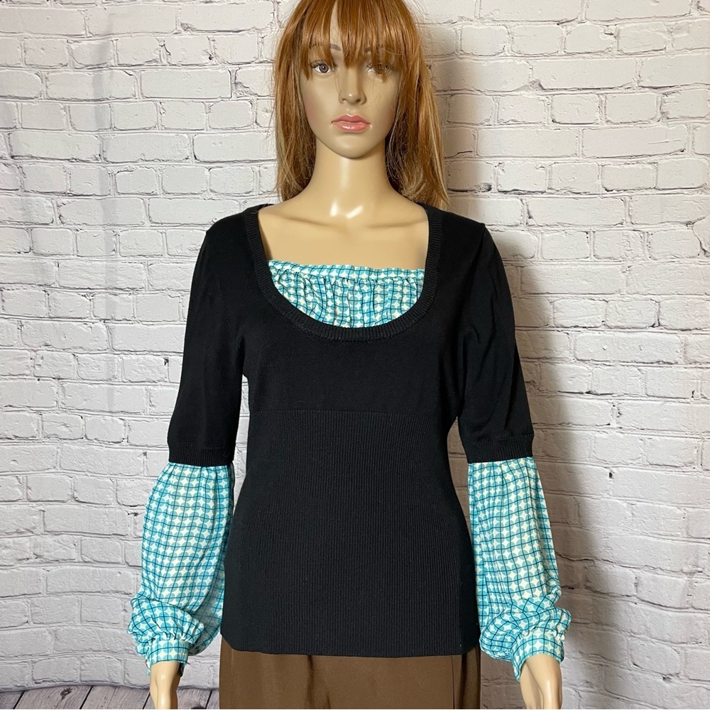 Sophie Max Mix Media Rayon Silk Milkmaid Sweater Size L